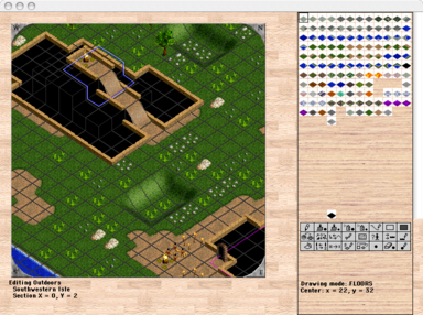 Rolling hills interspersed with the editor's grid.